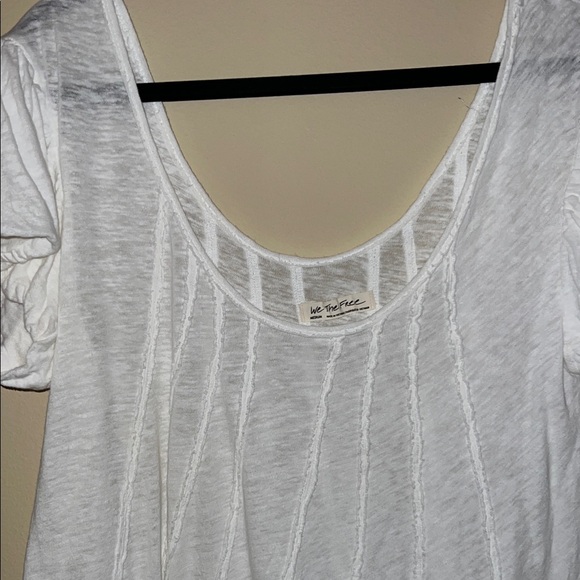 Free People White Scoop Neck Short Sleeve Tee - Picture 6 of 8